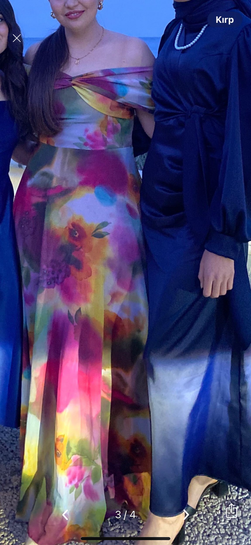 Çok renkli abiye elbise