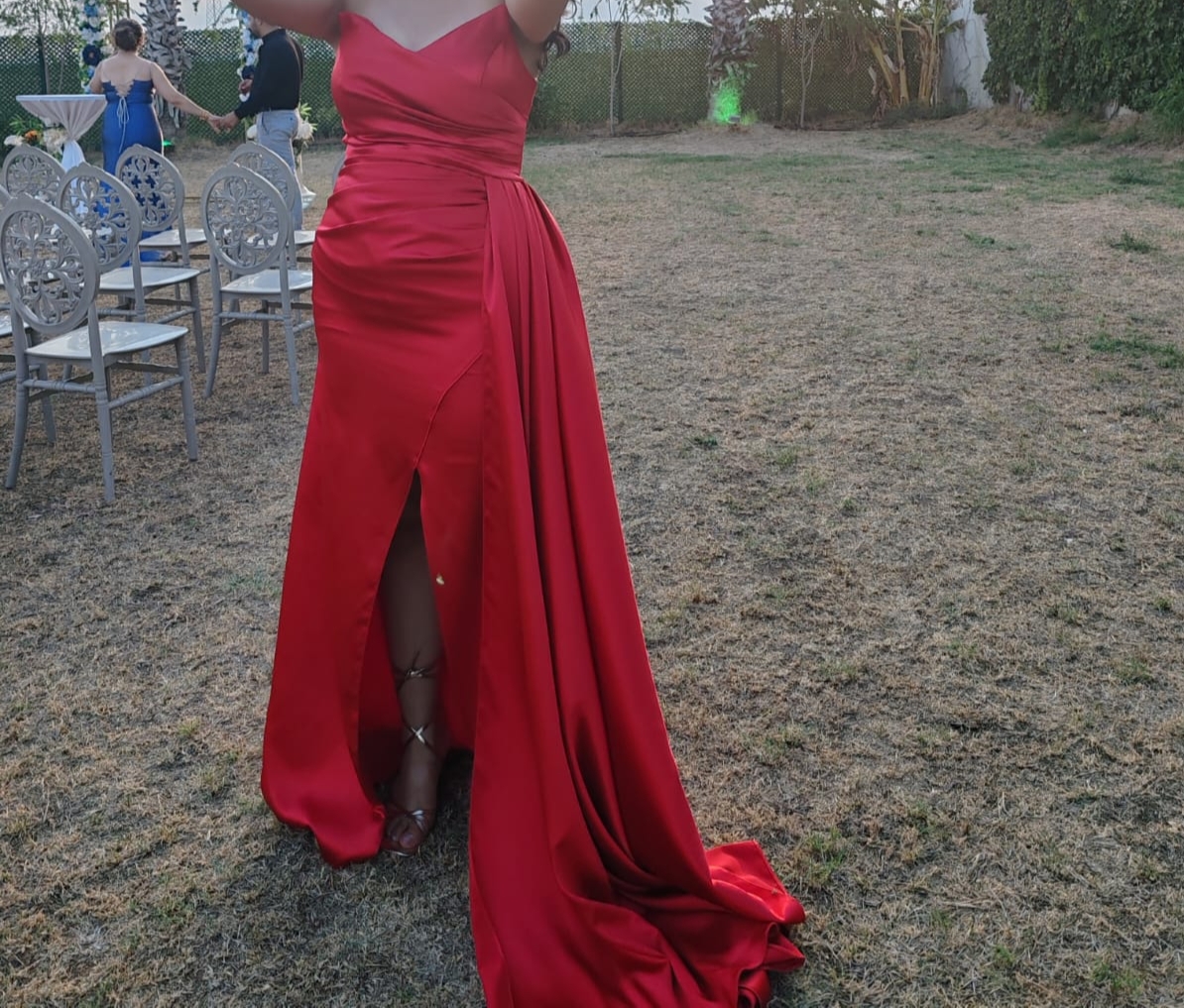 Abiyefon straplez kırmızı abiye