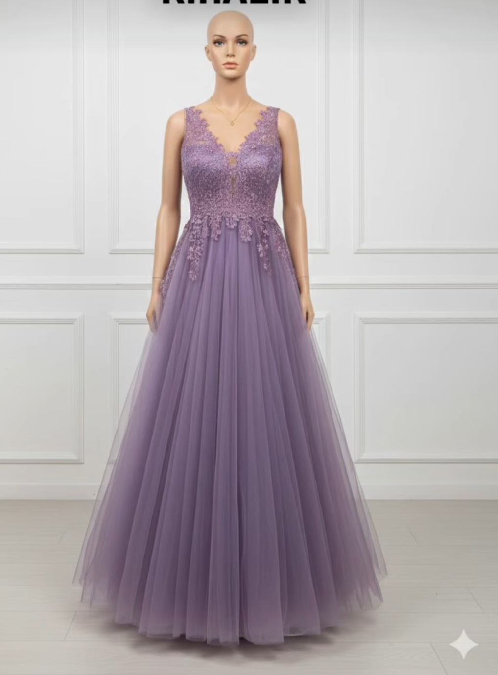 Lila Dantel İşlemeli nişanlık